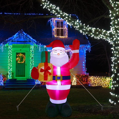Inflatable Snowman in front of house with lighting display