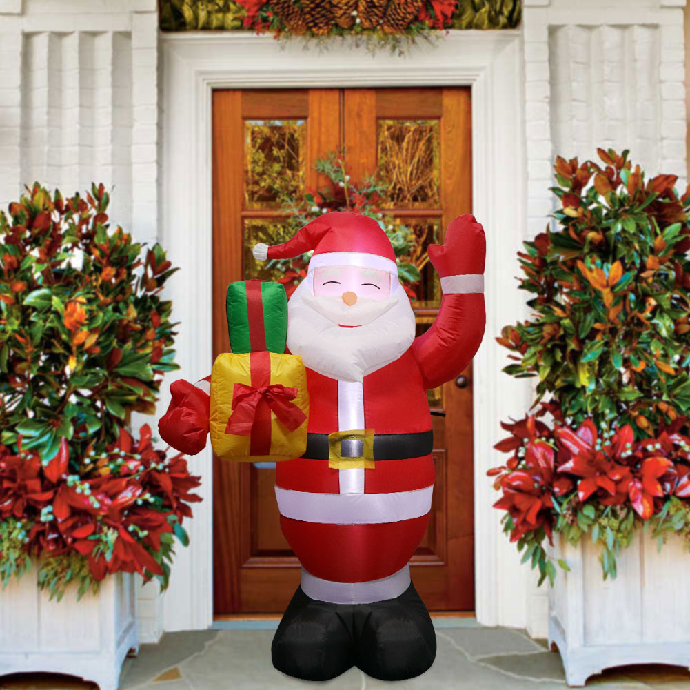 Inflatable LED Santa in doorway 